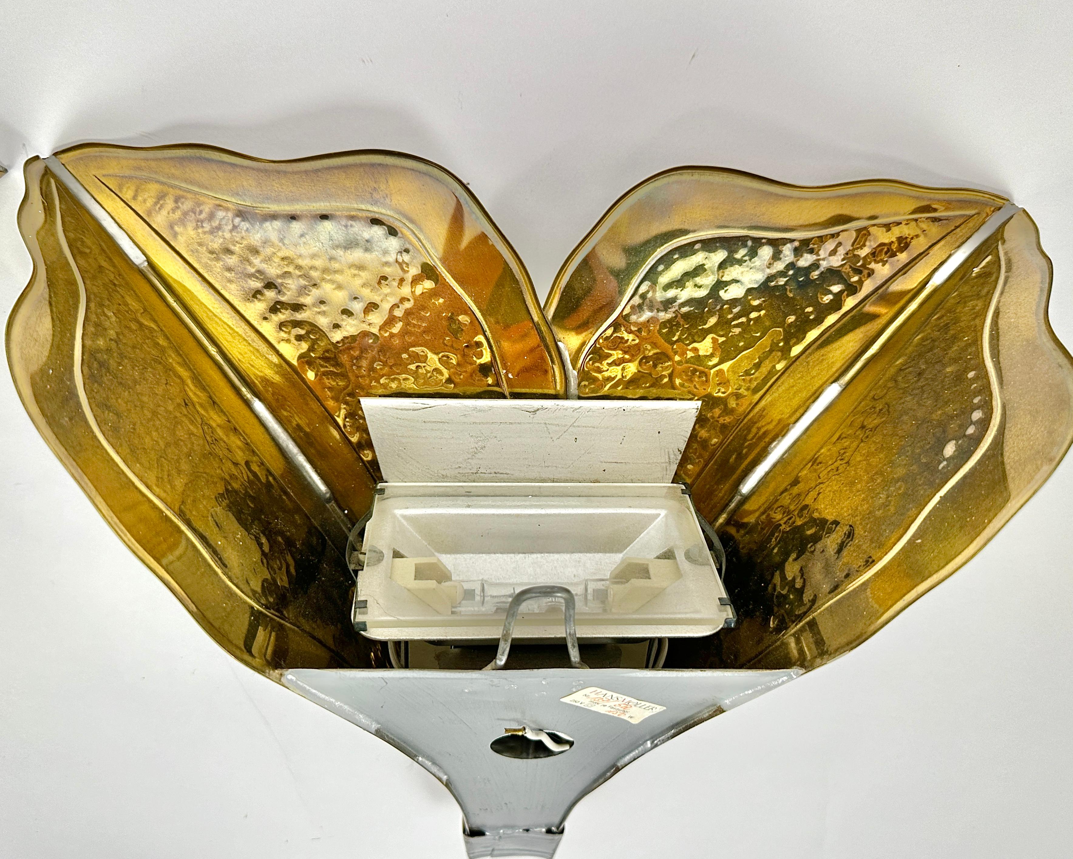 Vintage Wall Light by Henri Fernandez for Honoré, France, 1970s Gold and Silver For Sale 1