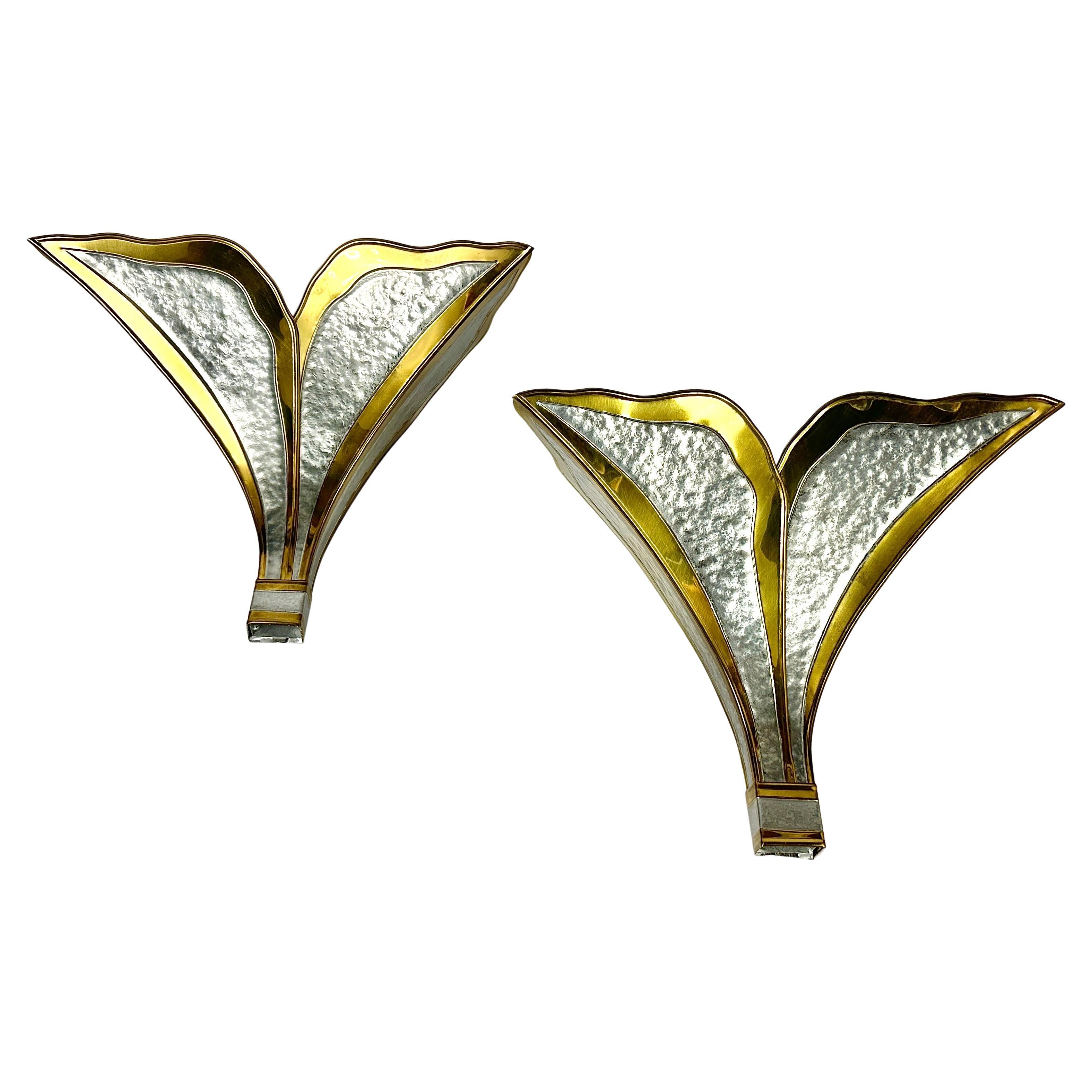 Vintage Wall Light by Henri Fernandez for Honoré, France, 1970s Gold and Silver