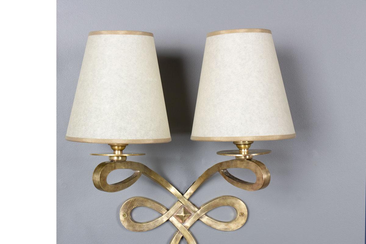 Vintage Wall Lights von Raymond Subes 1950, 2 Stück im Zustand „Gut“ im Angebot in JASSANS-RIOTTIER, FR