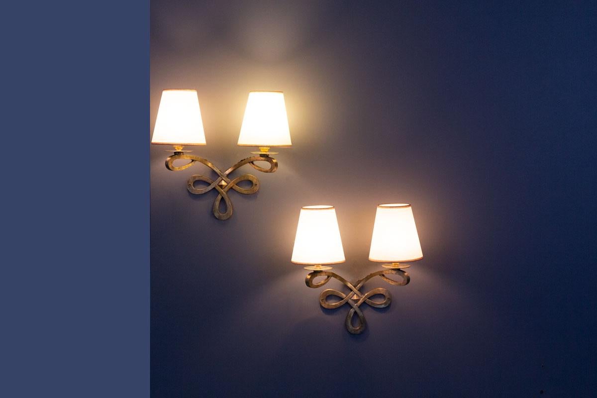 Vintage Wall Lights von Raymond Subes 1950, 2 Stück im Angebot 2