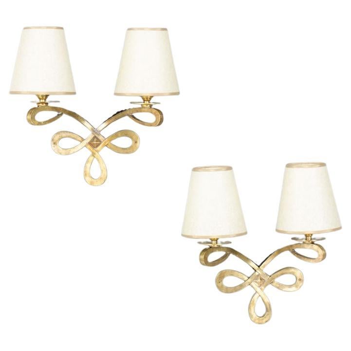 Vintage Wall Lights von Raymond Subes 1950, 2 Stück im Angebot