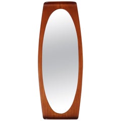 Vintage Oval Wood Wall Mirror, 1960s, Franco Campo 
Carlo Graffi Designer