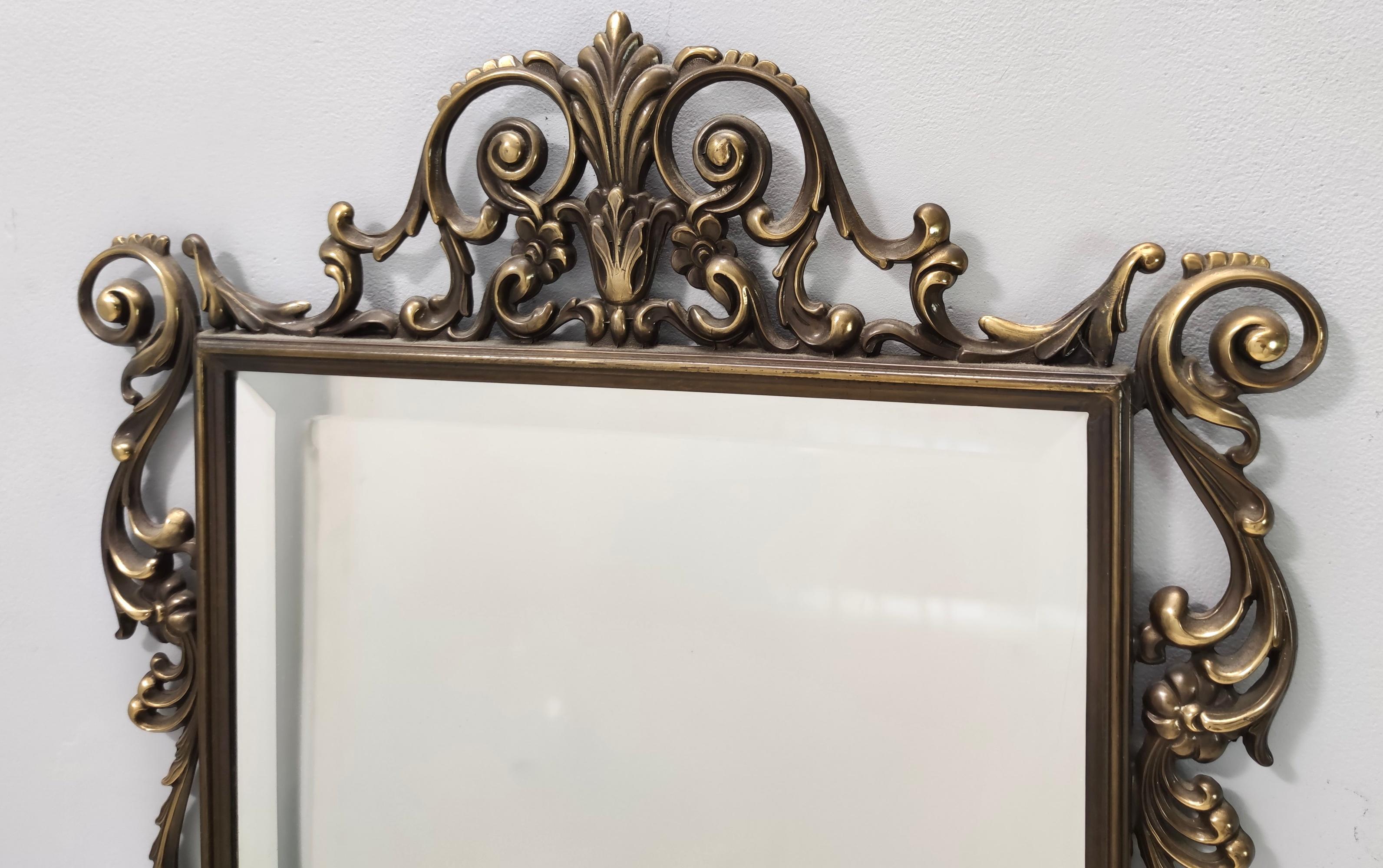 Vintage Wall Mirror and Console with a Marble Top and Cast Brass Frame, Italy 6