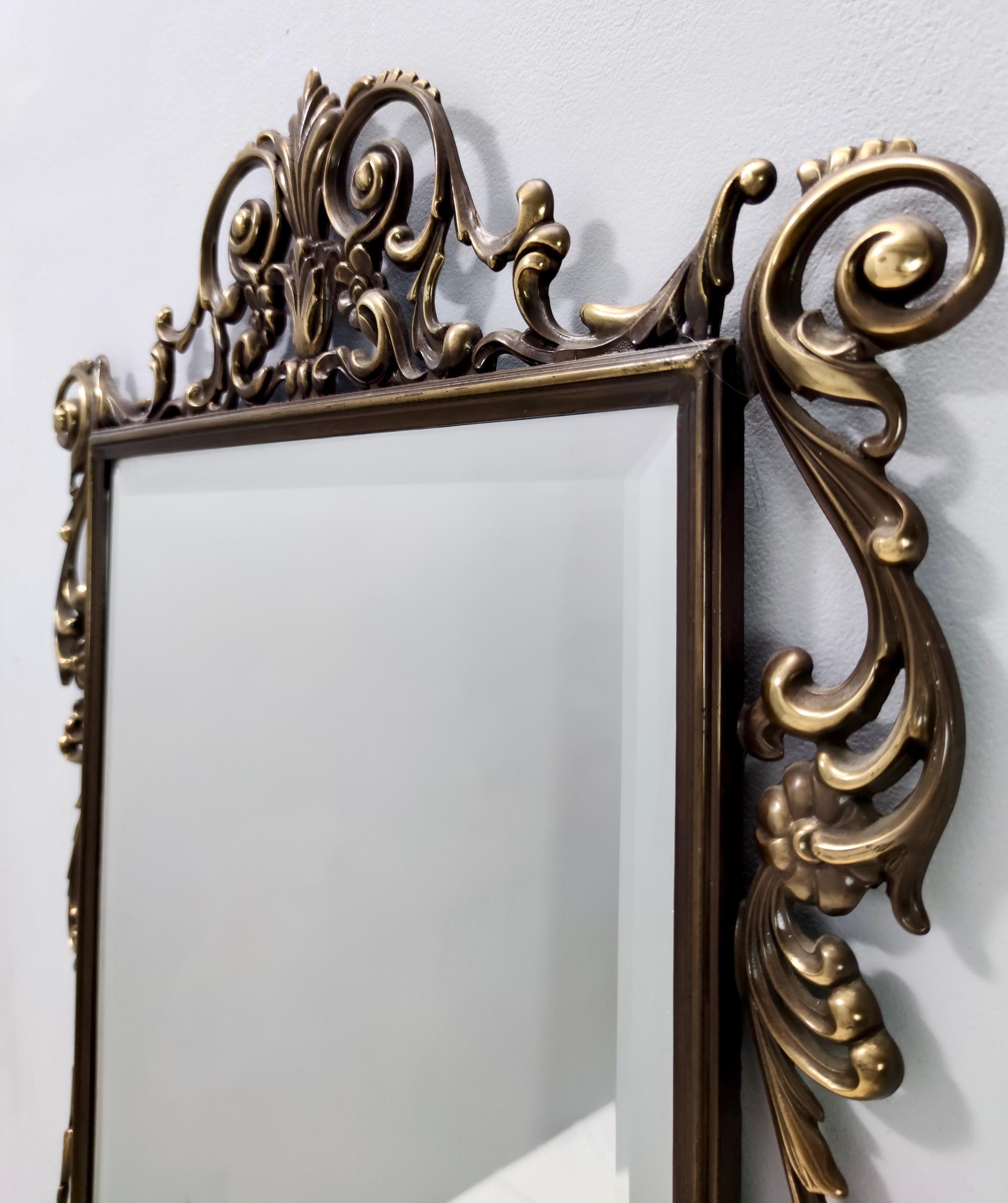 Vintage Wall Mirror and Console with a Marble Top and Cast Brass Frame, Italy 7