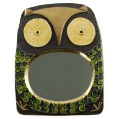 Vintage Wall Mirror by Mithé Espelt, Polychrome Ceramic, France, 1965