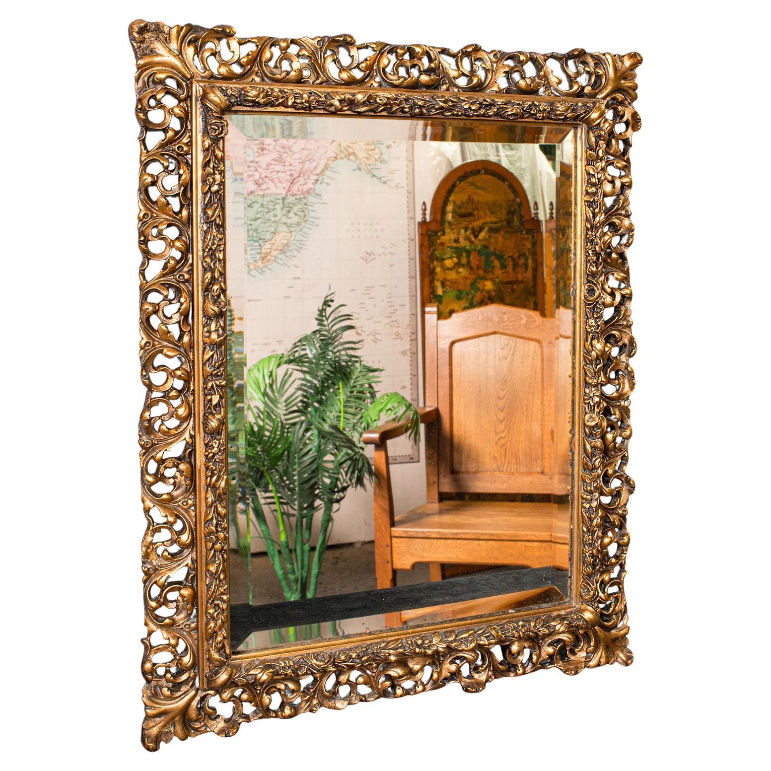 Espejo de Pared Vintage, Francés, Giltwood, Salón, Ornamentado, Mediados de Siglo, C.1950 en venta