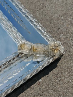 Vintage Wall Mirror in etched Murano glass, Italy 1960s