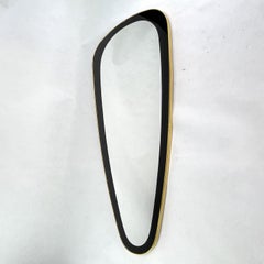Vintage Wall Mirror in Kidney Shape with Wide Black Border, 1950s