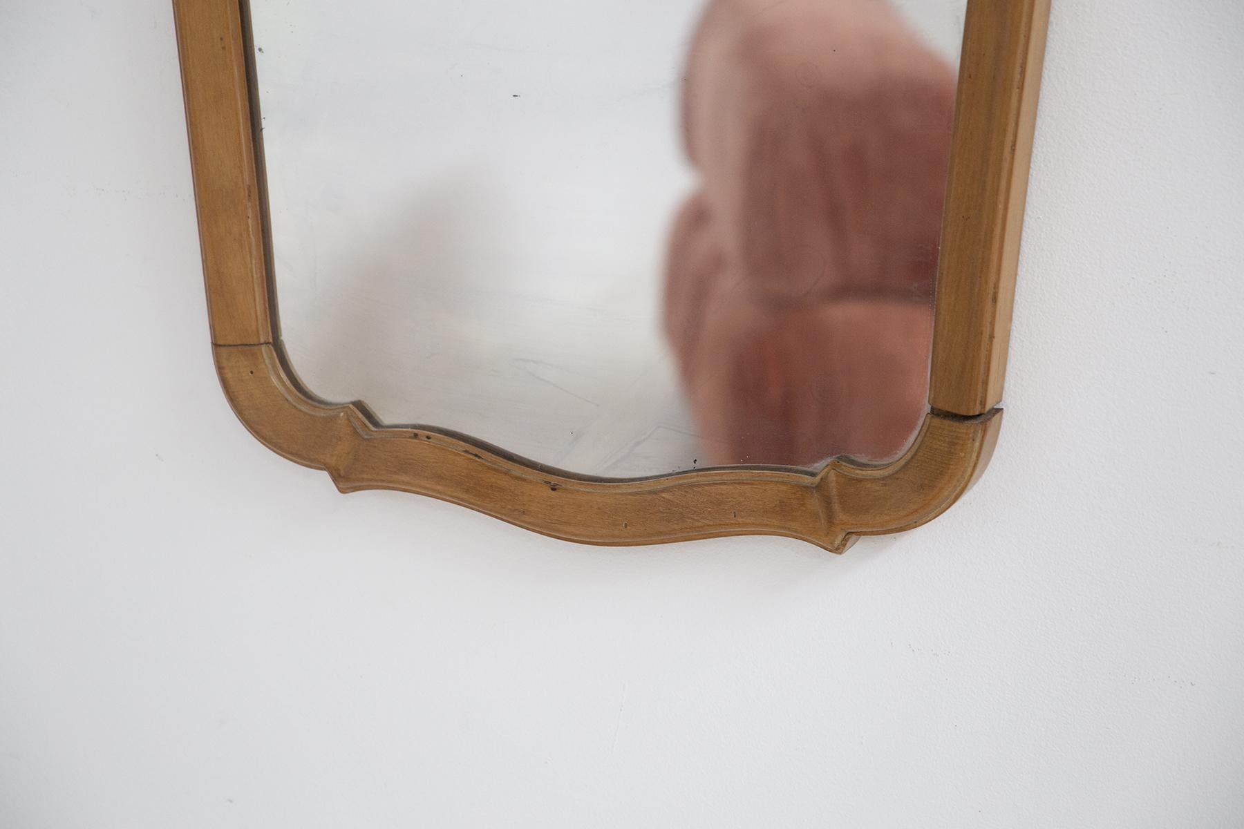 Vintage Wall Mirror in Wood by Paolo Buffa In Good Condition In Milano, IT