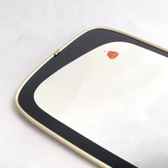 Vintage Wall Mirror, Kidney Mirror, Wide Black Border, 1950s