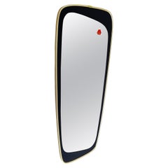 Vintage Wall Mirror, Kidney Mirror, Wide Black Border, 1950s