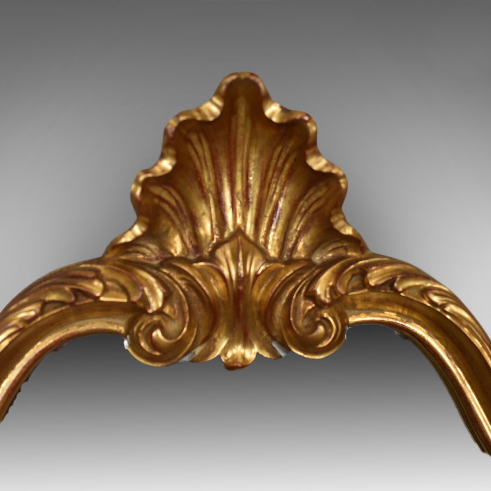Giltwood Vintage Wall Mirror, Victorian Rococo Revival Manner, English, Late 20th Century