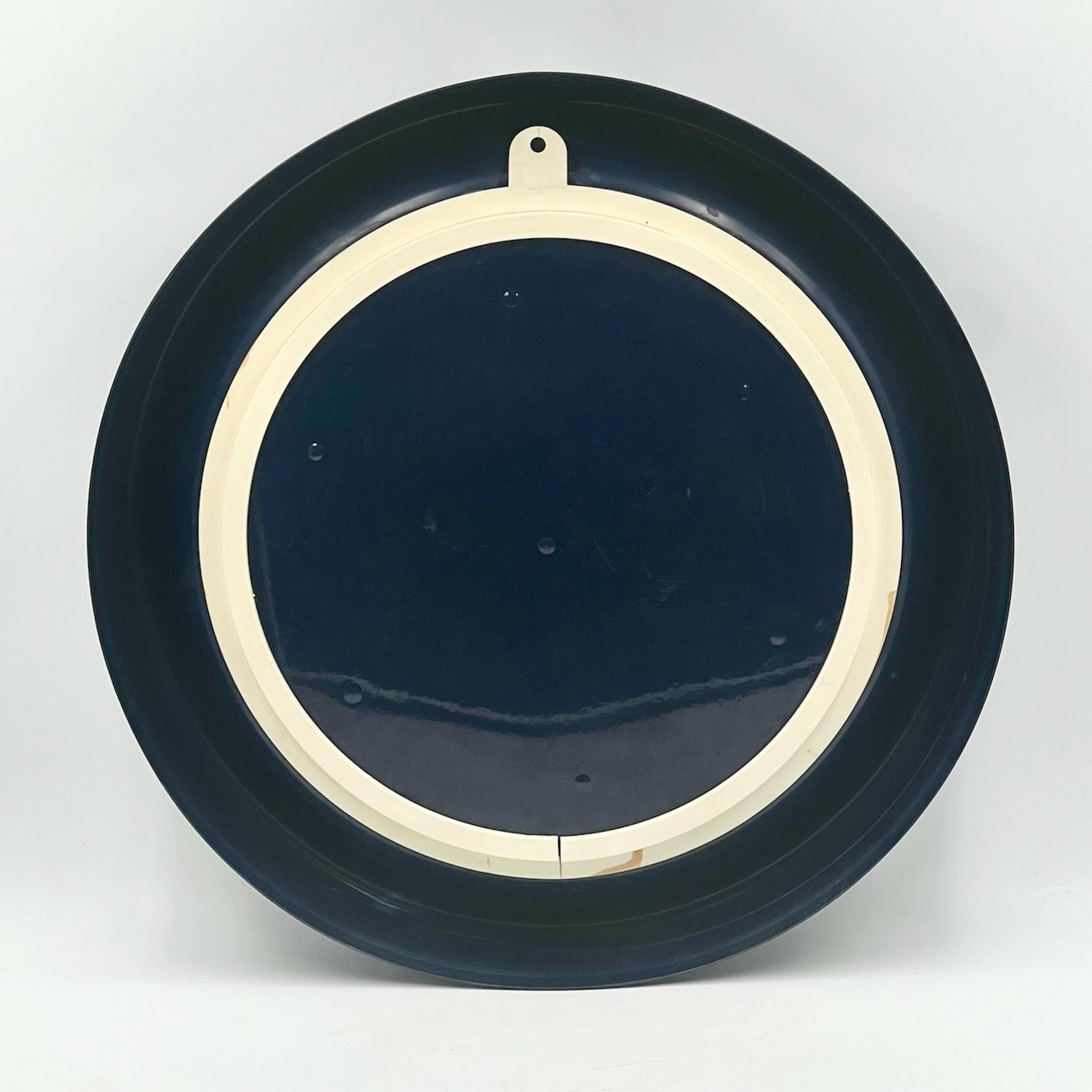 Verre Miroir mural vintage avec cadre bleu en plastique audacieux, années 1960 en vente