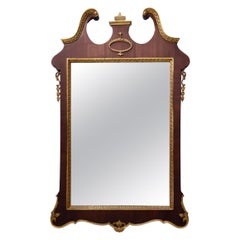 Vintage Wall Mirror with Ebonized Beech Frame and Cast Brass Details, Italy