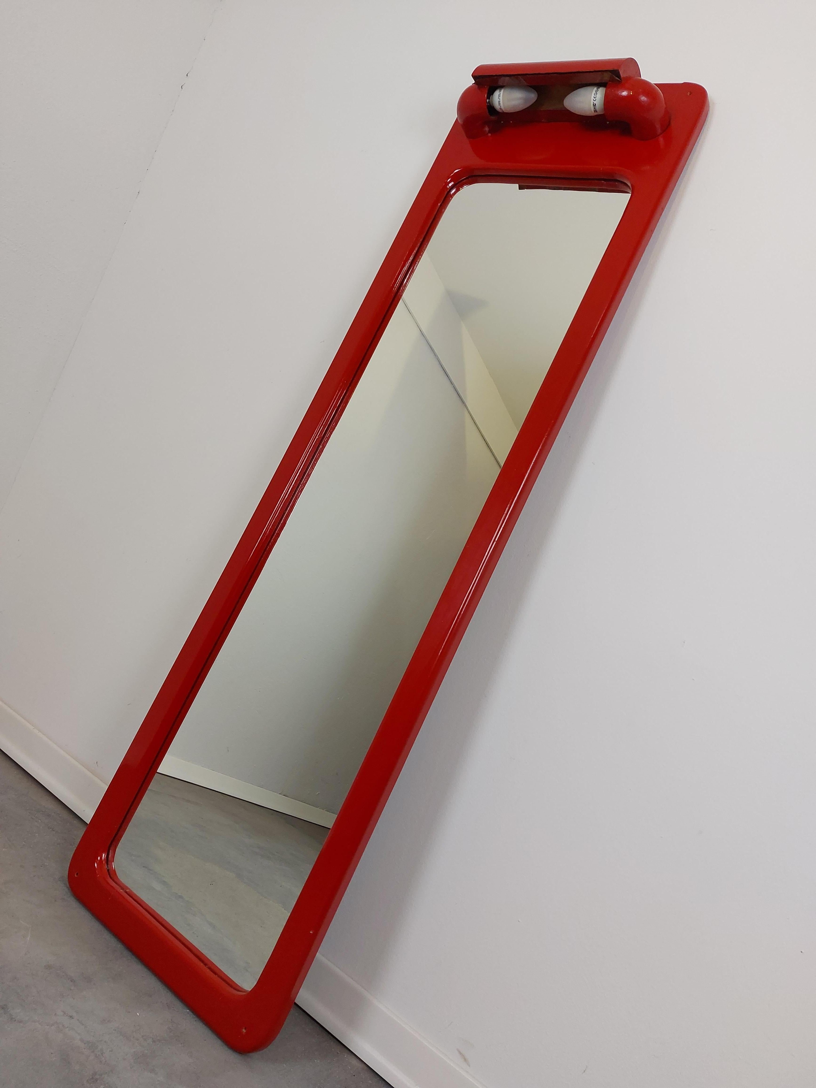 Vintage Wall Mirror with Lights, 1970s 3