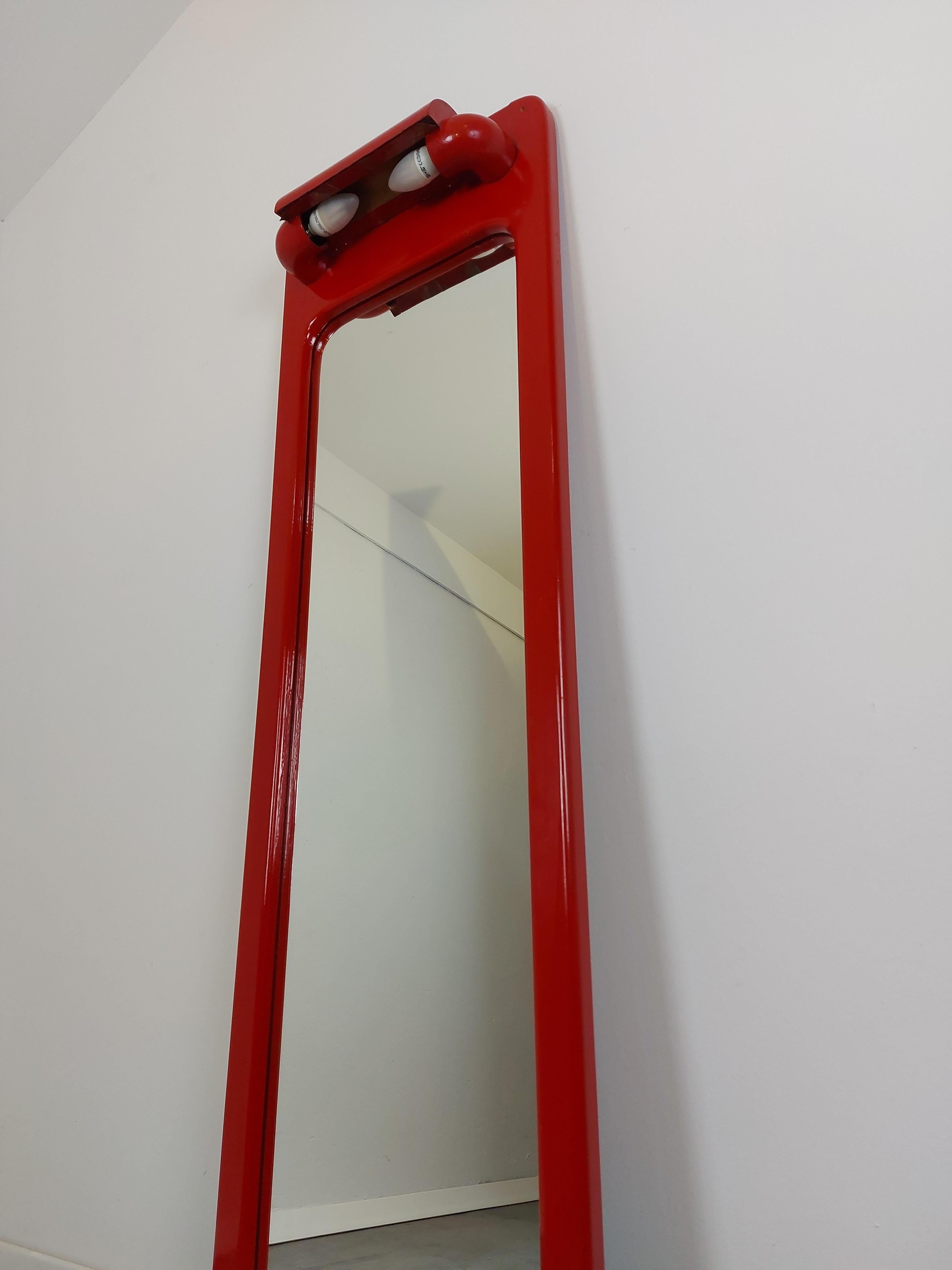 Vintage Wall Mirror with Lights, 1970s 1