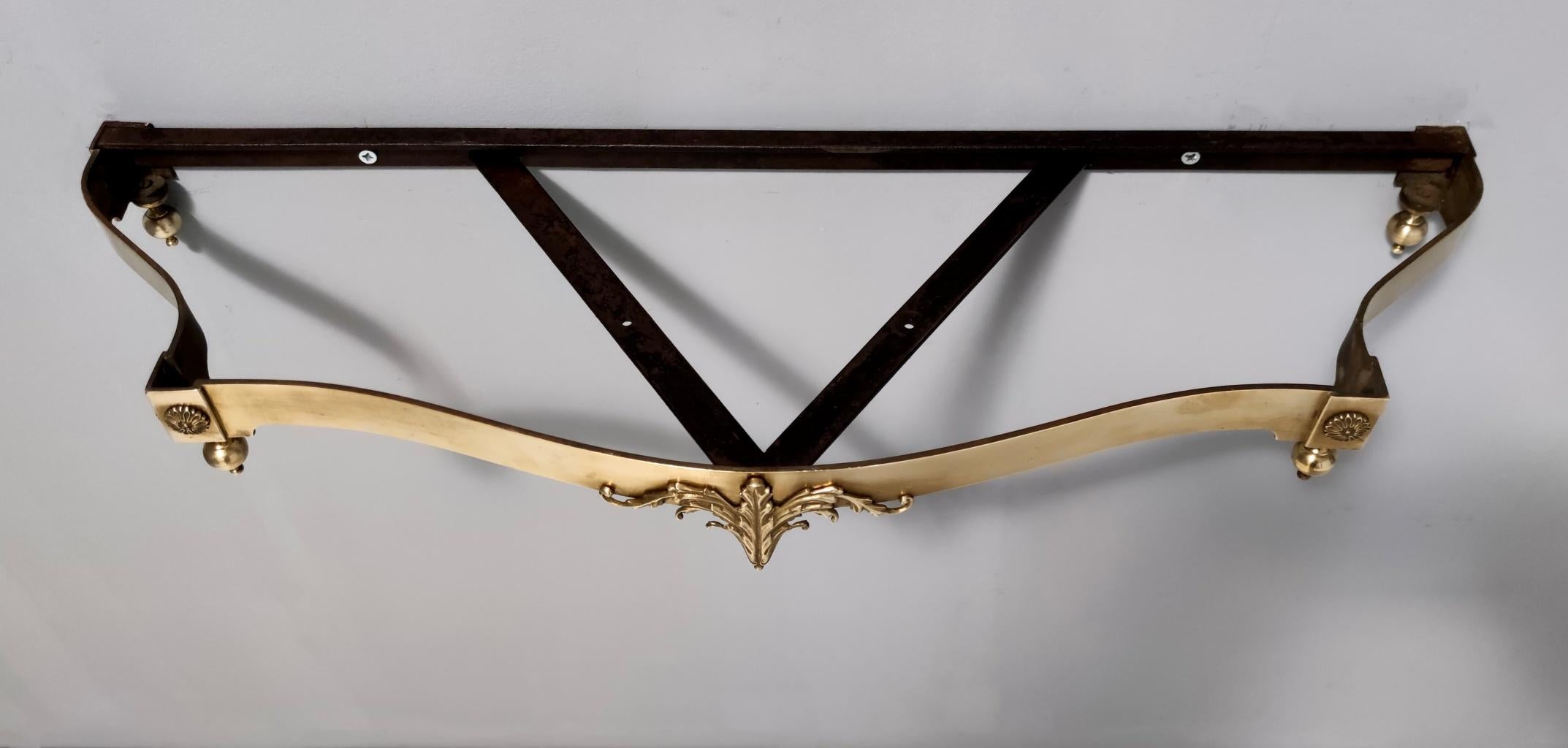 Vintage Wall-Mounted Brass Console Table with Yellow Onyx Top, Italy For Sale 3