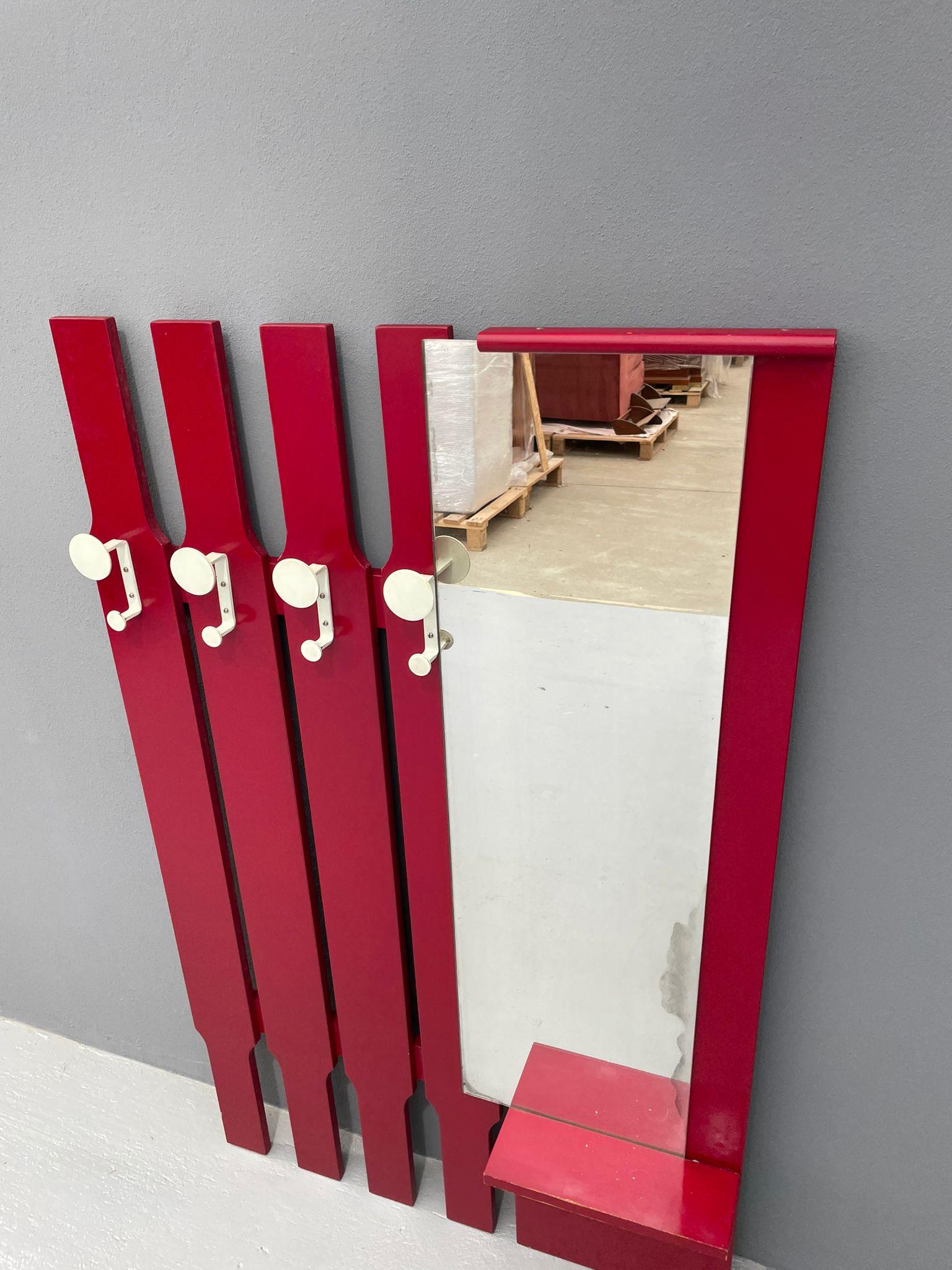 Perchero Vintage de Pared con Espejo y Cajón, Años 60, Checoslovaquia en venta 5
