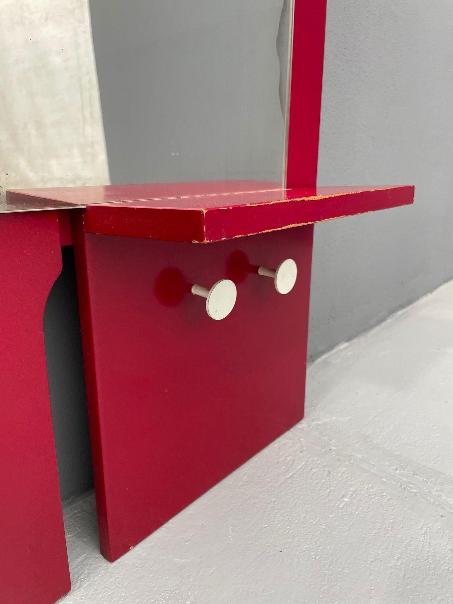 Perchero Vintage de Pared con Espejo y Cajón, Años 60, Checoslovaquia en venta 6