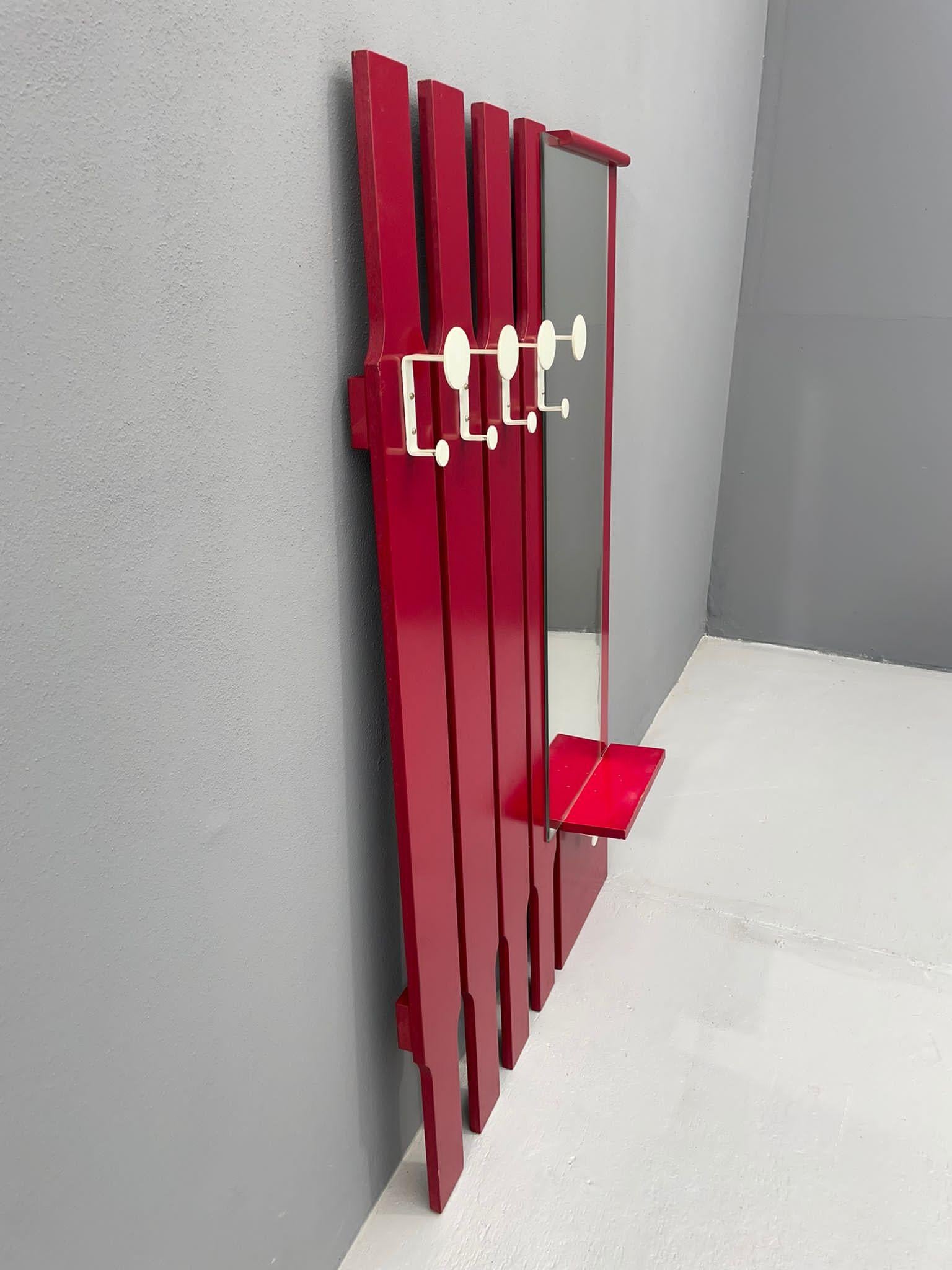 Perchero Vintage de Pared con Espejo y Cajón, Años 60, Checoslovaquia en venta 8