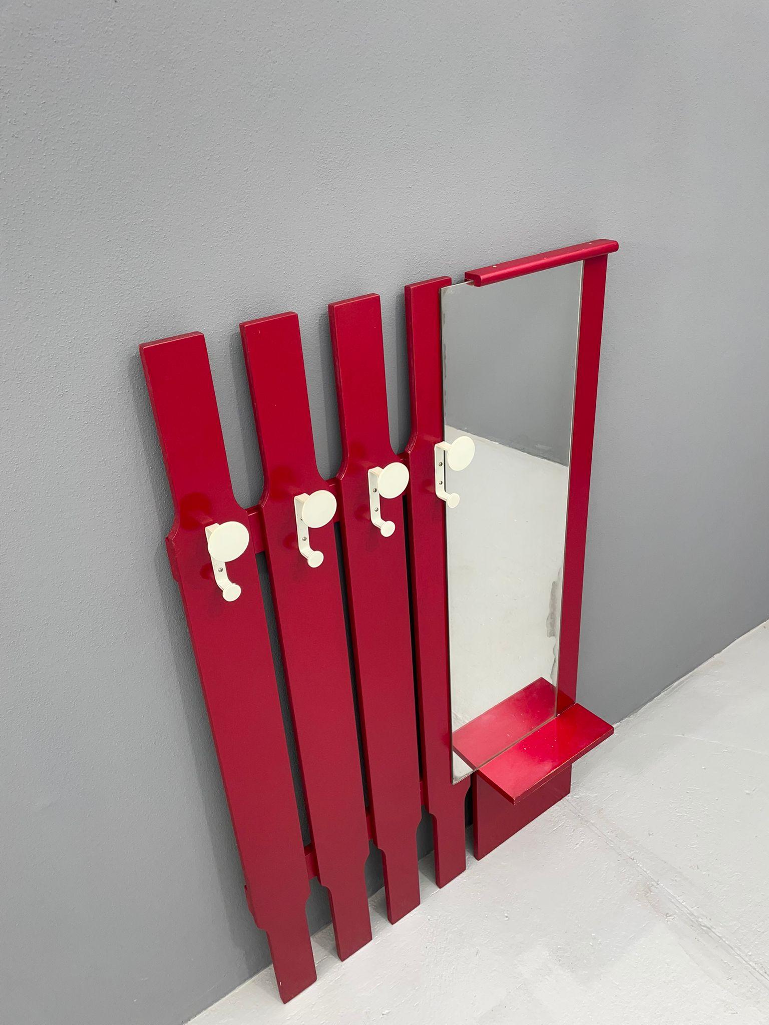 Perchero Vintage de Pared con Espejo y Cajón, Años 60, Checoslovaquia en venta 3
