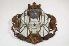 Vintage Wall-Mounted Fixture with Leaded Glass Panels