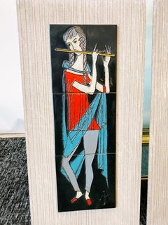 Vintage Wall-Mounted Glazed Tiles Woman/Man Sculpture by Joost Marechal, 1960s