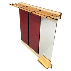 Vintage Wall-Mounted Hallway Panel with Hooks, Mirror & Shelf, 1960s