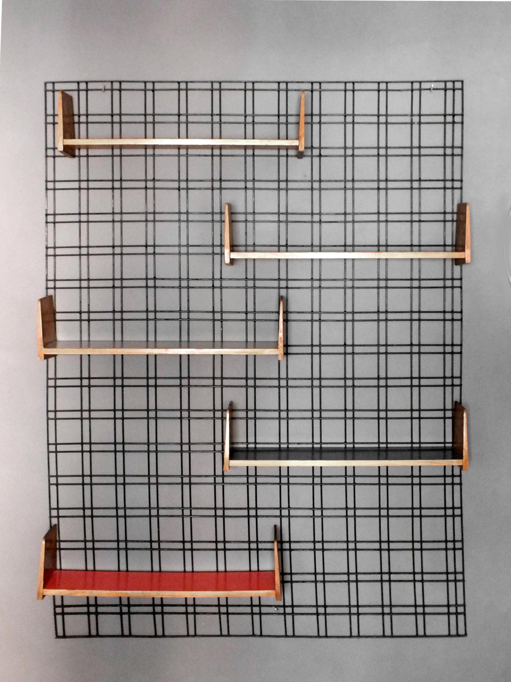 Mid-Century Modern Vintage Wall Mounted Shelving by Pfr Studio Gio Ponti 1950 For Sale