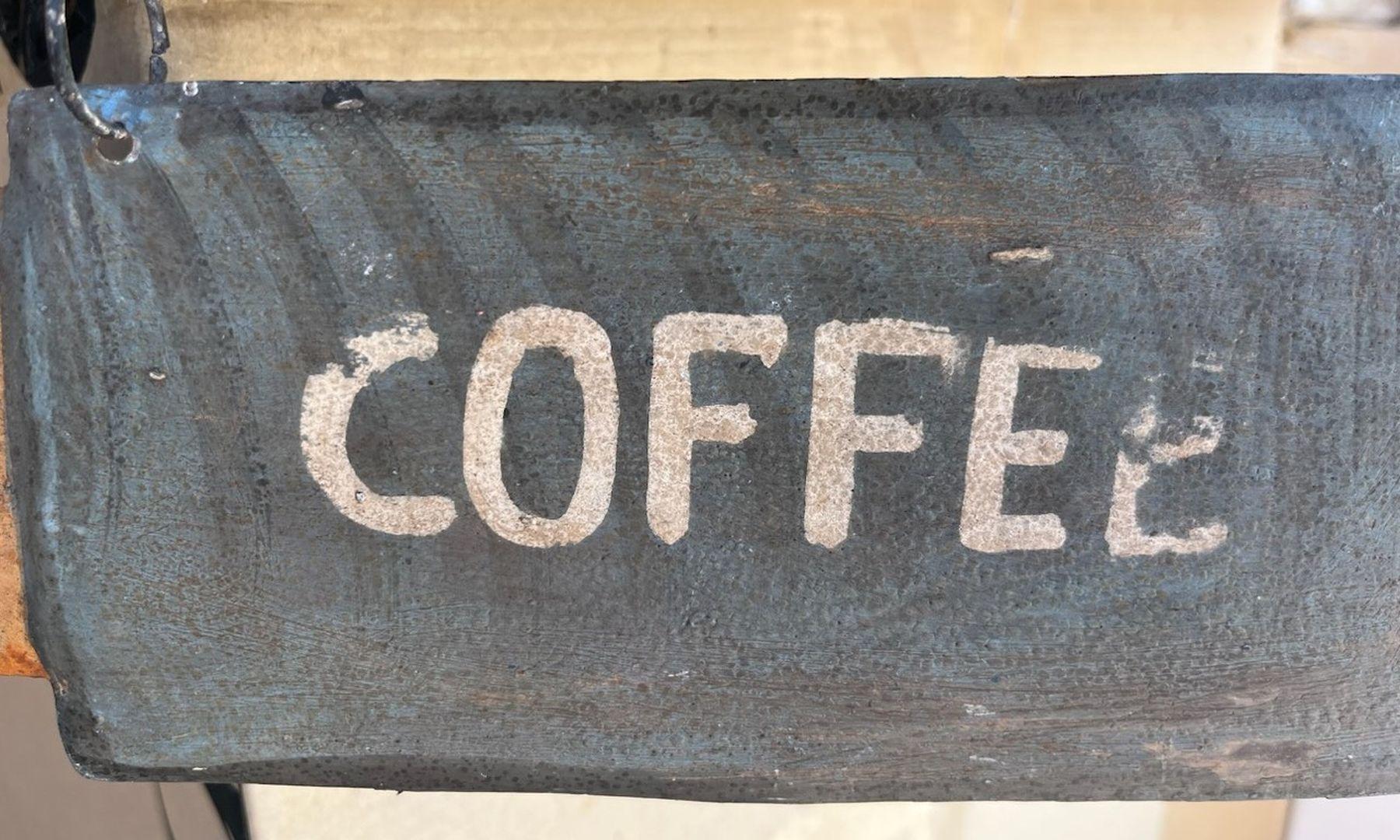 Sheet Metal Vintage Wall Mounted Store Prop Coffee Sign For Sale