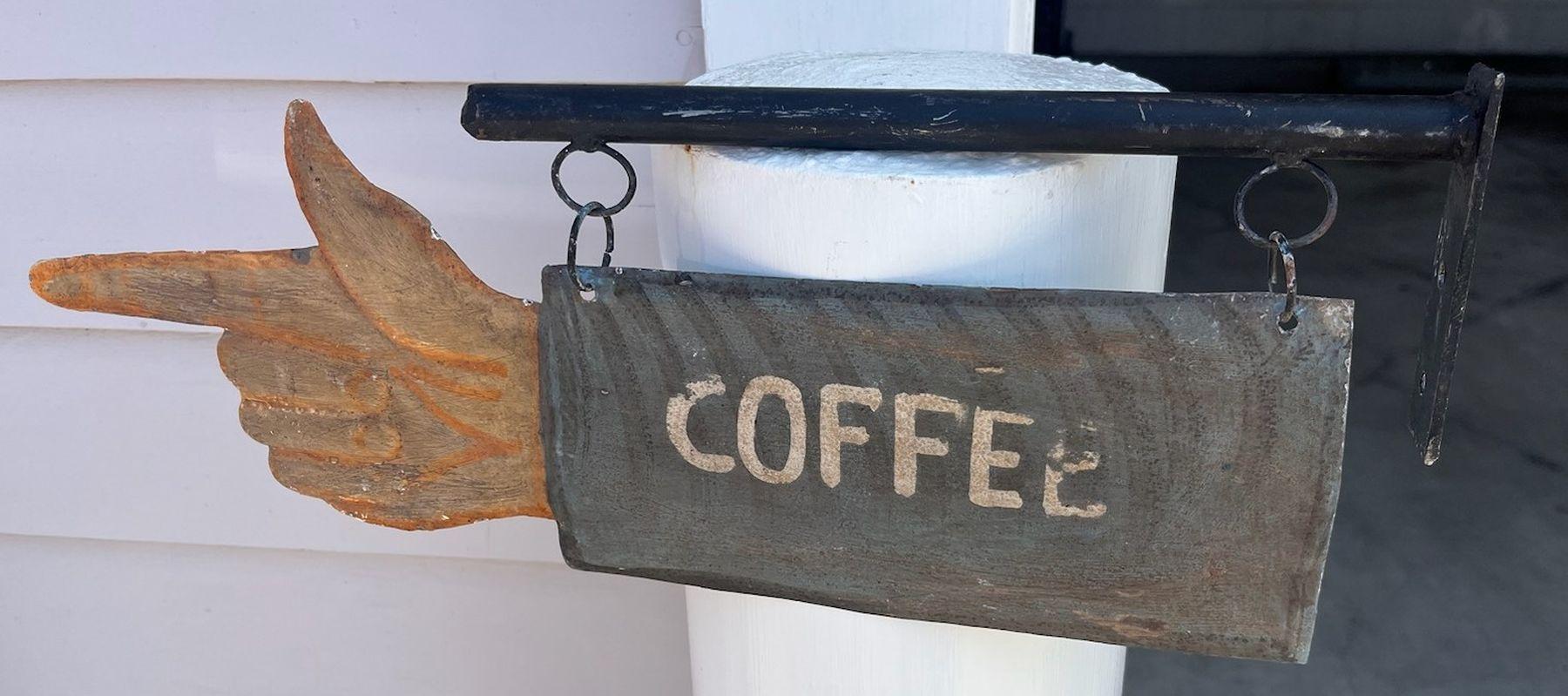 Vintage Wall Mounted Store Prop Coffee Sign For Sale 1