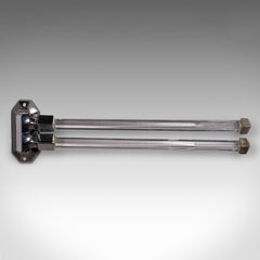 Vintage Wall Mounted Towel Rail, English, Glass, Chrome, Valet, Art Deco, C.1930