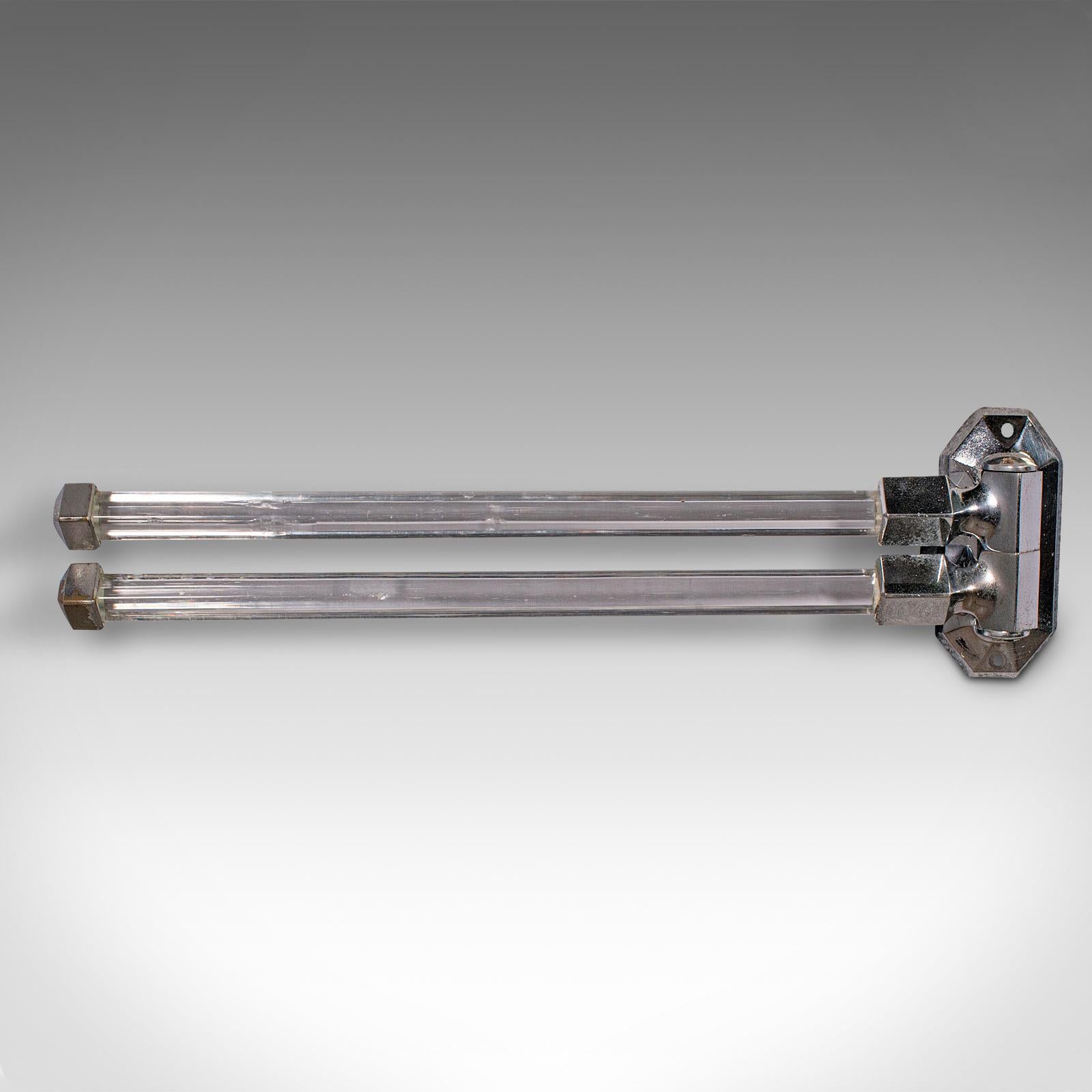 British Vintage Wall Mounted Towel Rail, English, Glass, Chrome, Valet, Art Deco, C.1930