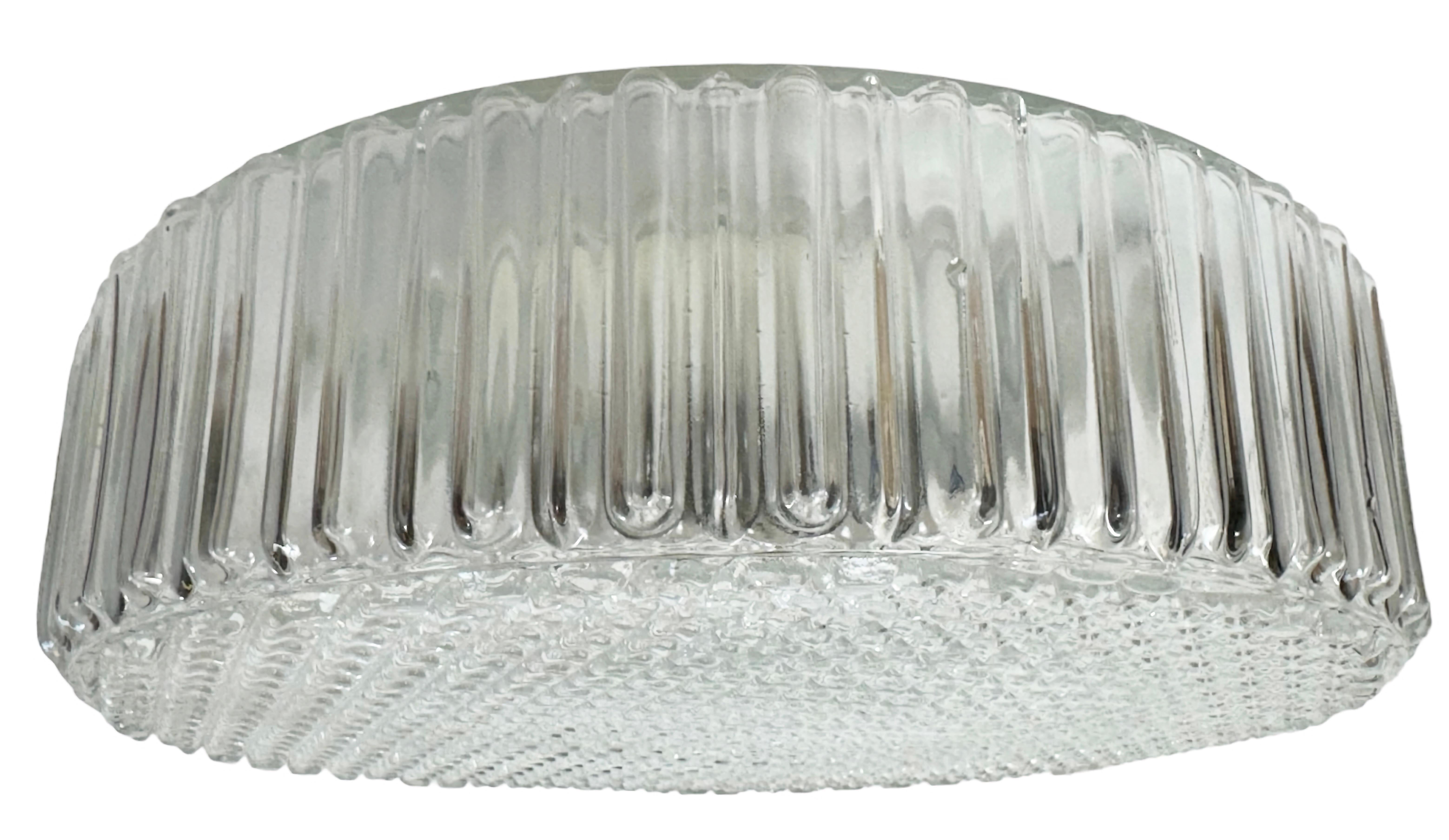 Industrial Vintage Glass Wall or Ceiling Light, 1970s For Sale
