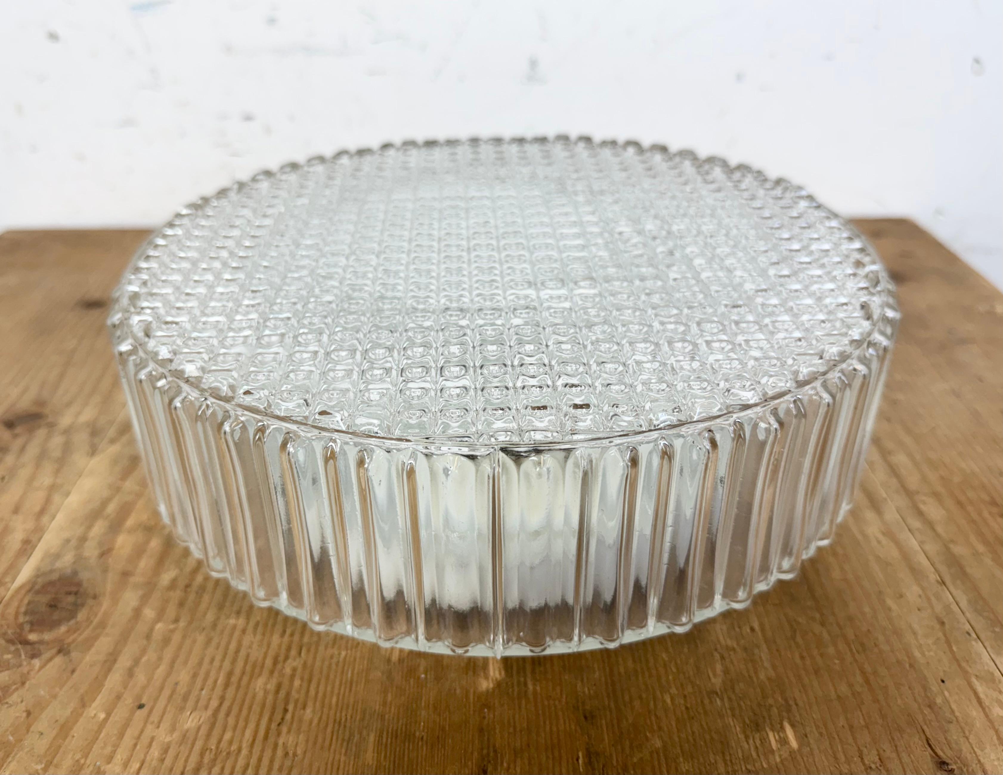 Vintage Glass Wall or Ceiling Light, 1970s In Good Condition For Sale In Kojetice, CZ