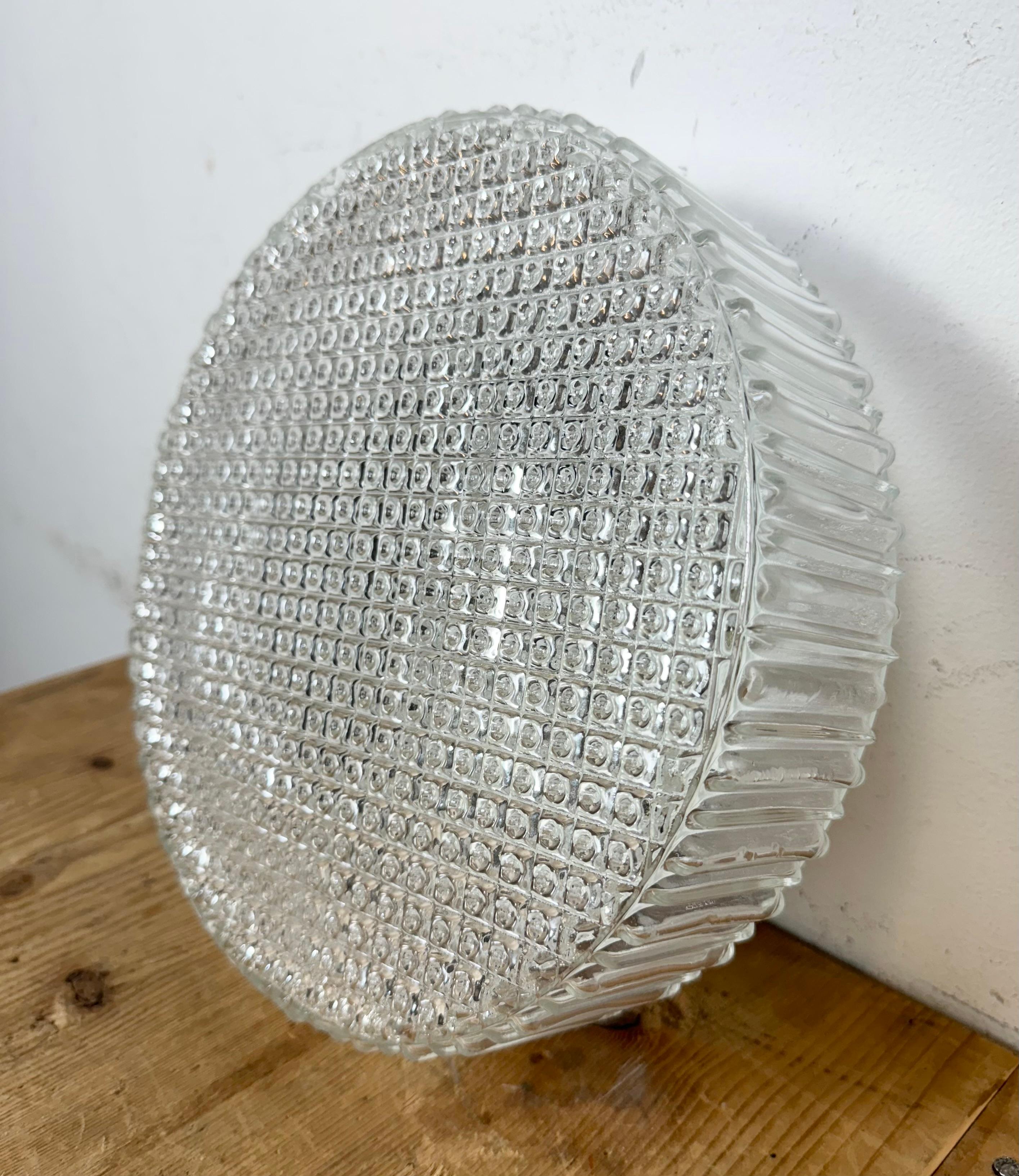 Vintage Glass Wall or Ceiling Light, 1970s For Sale 2