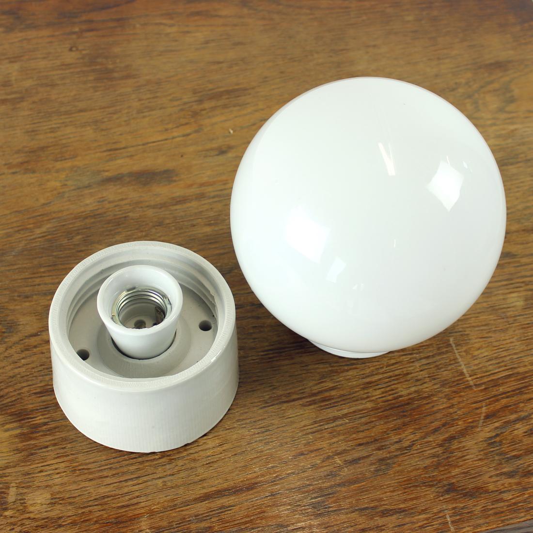 Vintage Wall Or Ceiling Light In Ceramic & Opaline Glass, Czechoslovakia 1960s For Sale 2