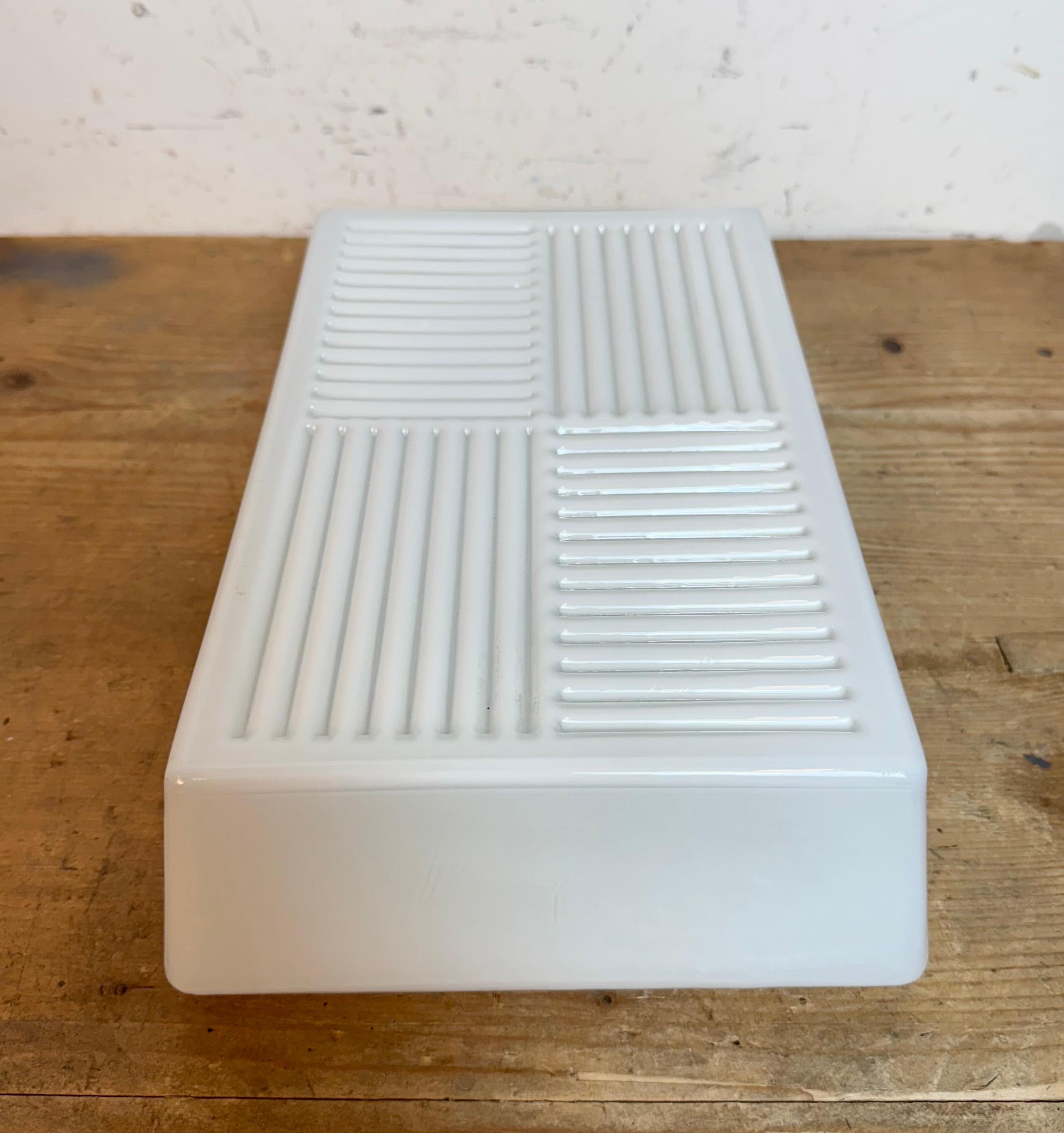 Vintage Wall Or Ceiling Light with Milk Glass, 1970s In Good Condition In Kojetice, CZ