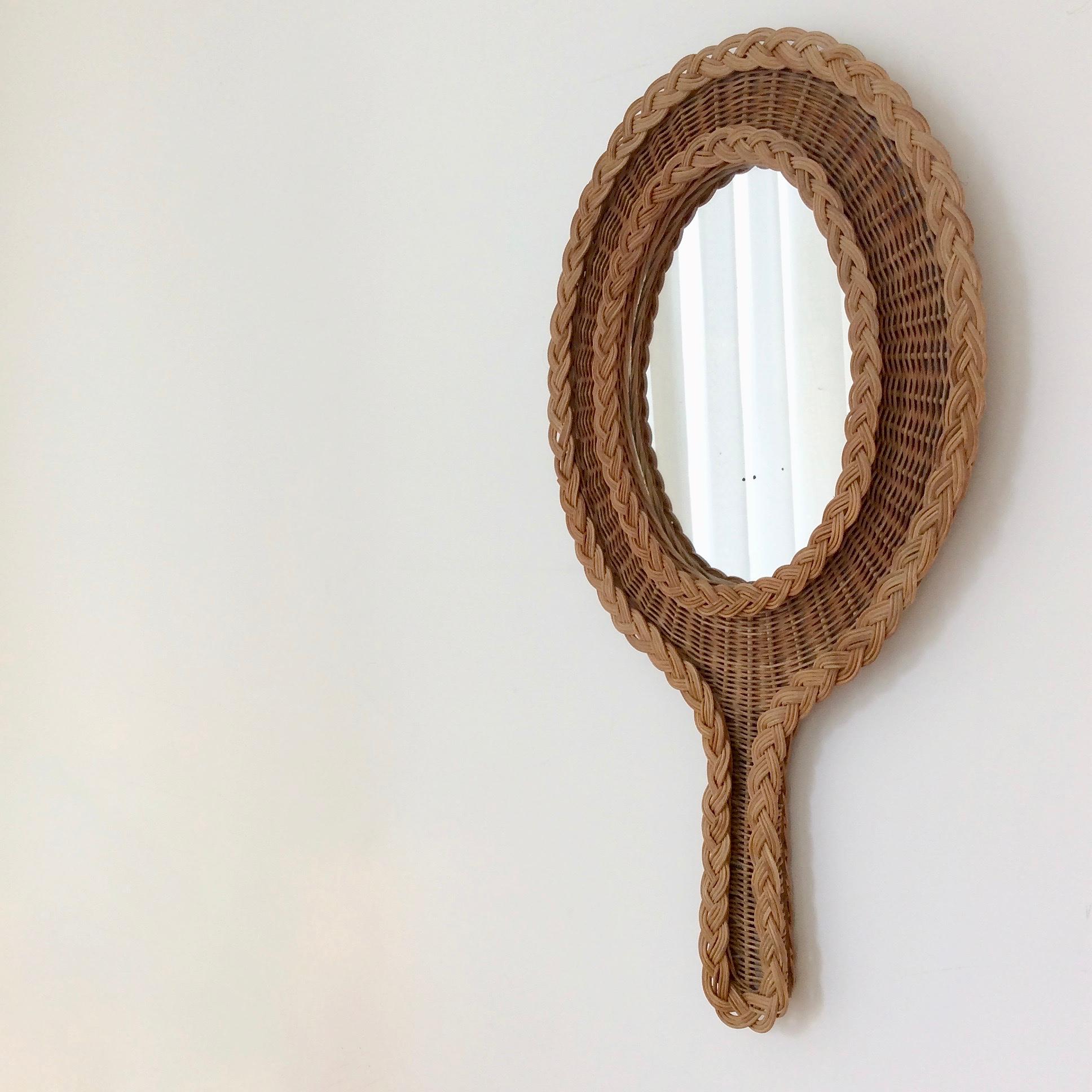 Wall Rattan Mirror, circa 1950, France For Sale 7