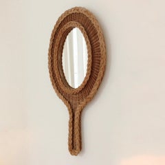 Wall Rattan Mirror, circa 1950, France
