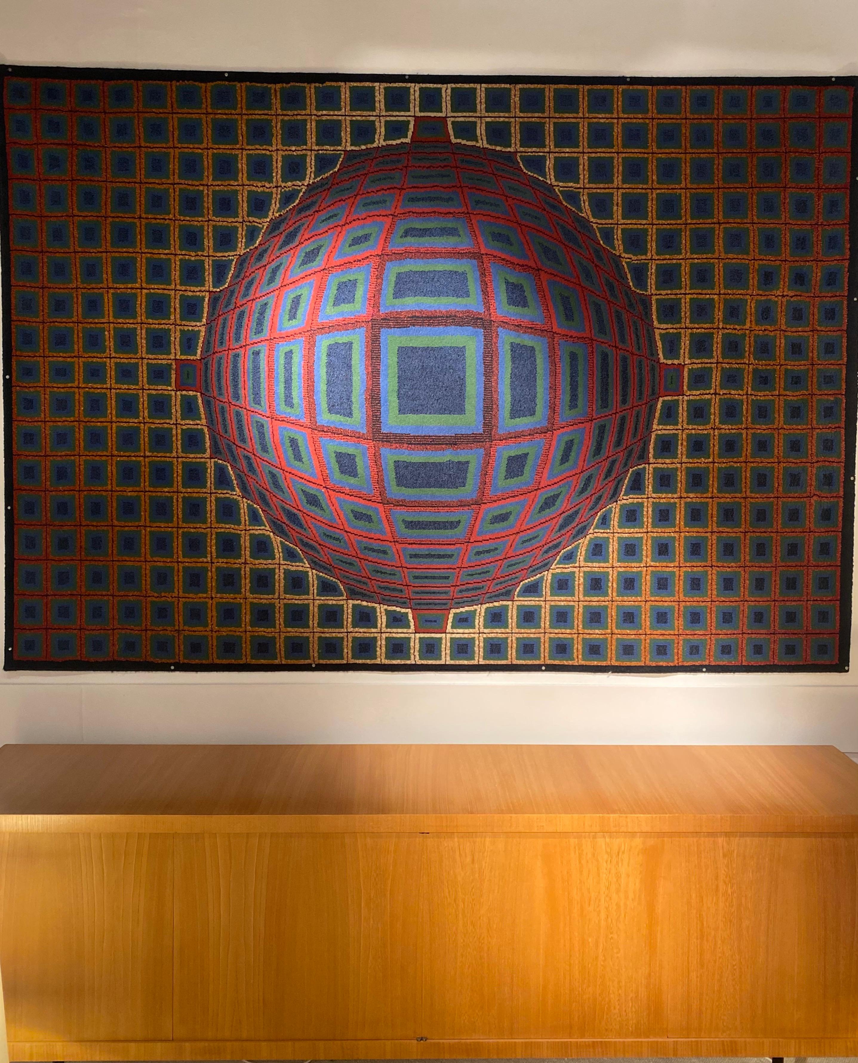 Wool wall carpet by Victor Vasarely

Great vintage condition.

 