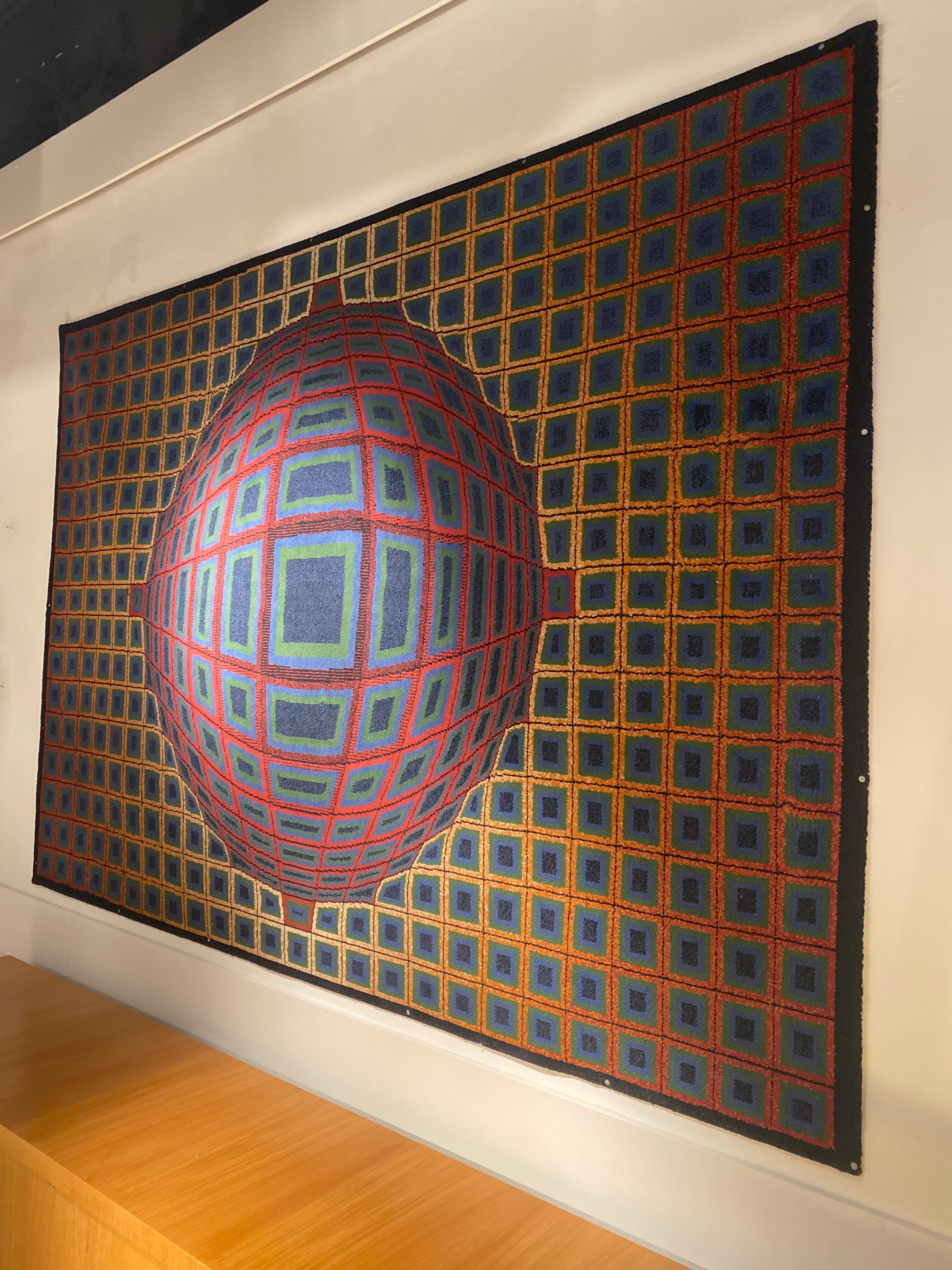 Modern Vintage Wall Rug by Victor Vasarely