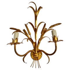 Vintage Wall Sconce In Golden Iron Model Ears Of Wheat, Hans Kögl, Germany, 1960