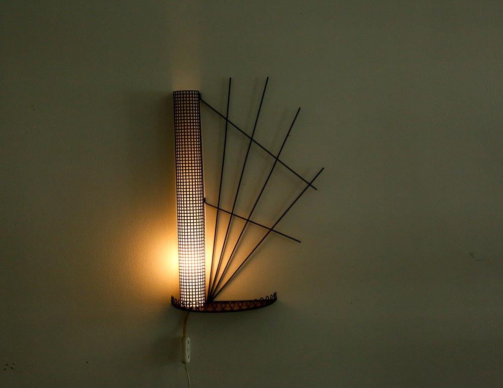 Steel Vintage Wall Sconce + Parcel Shelf in the Style of Mathieu Mategot