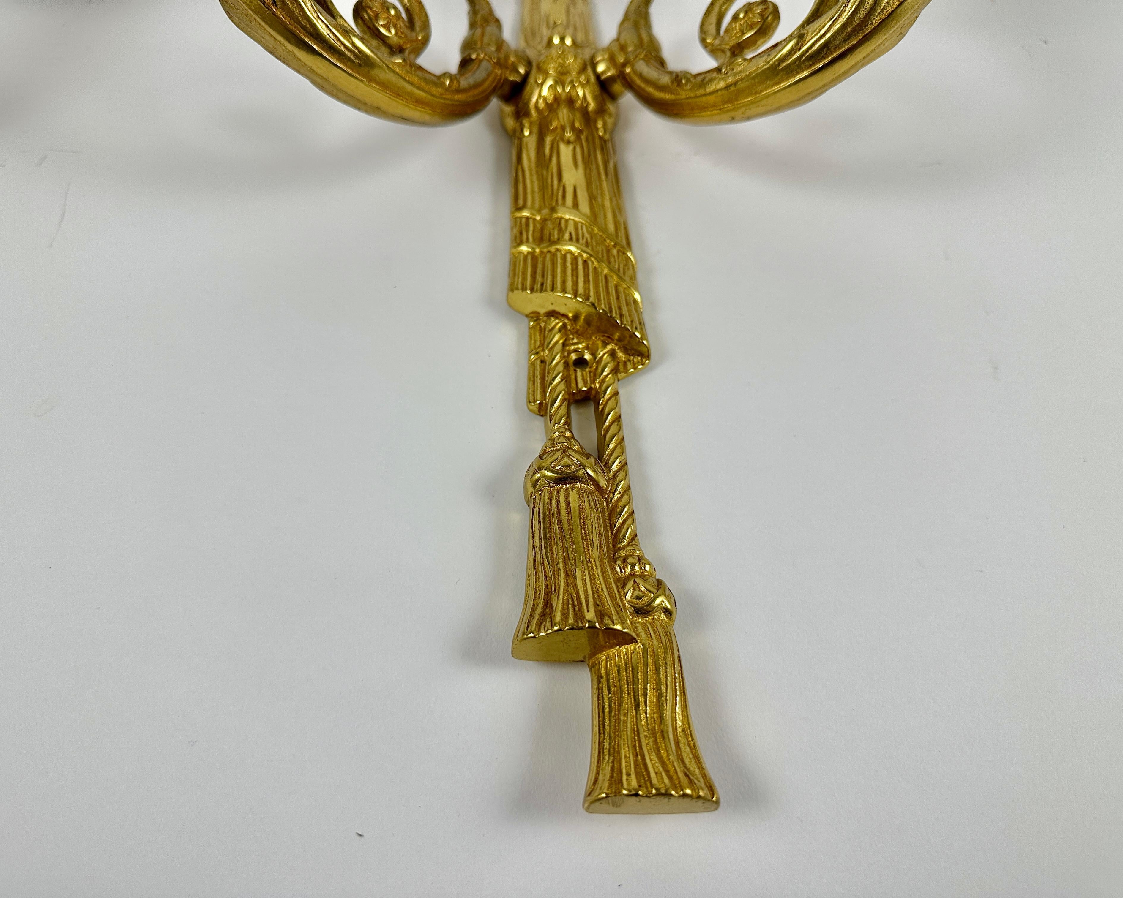 Apliques Vintage Estilo Luis XVI De Massive, Bélgica Pareja De Bronce Light mediados del siglo XX en venta