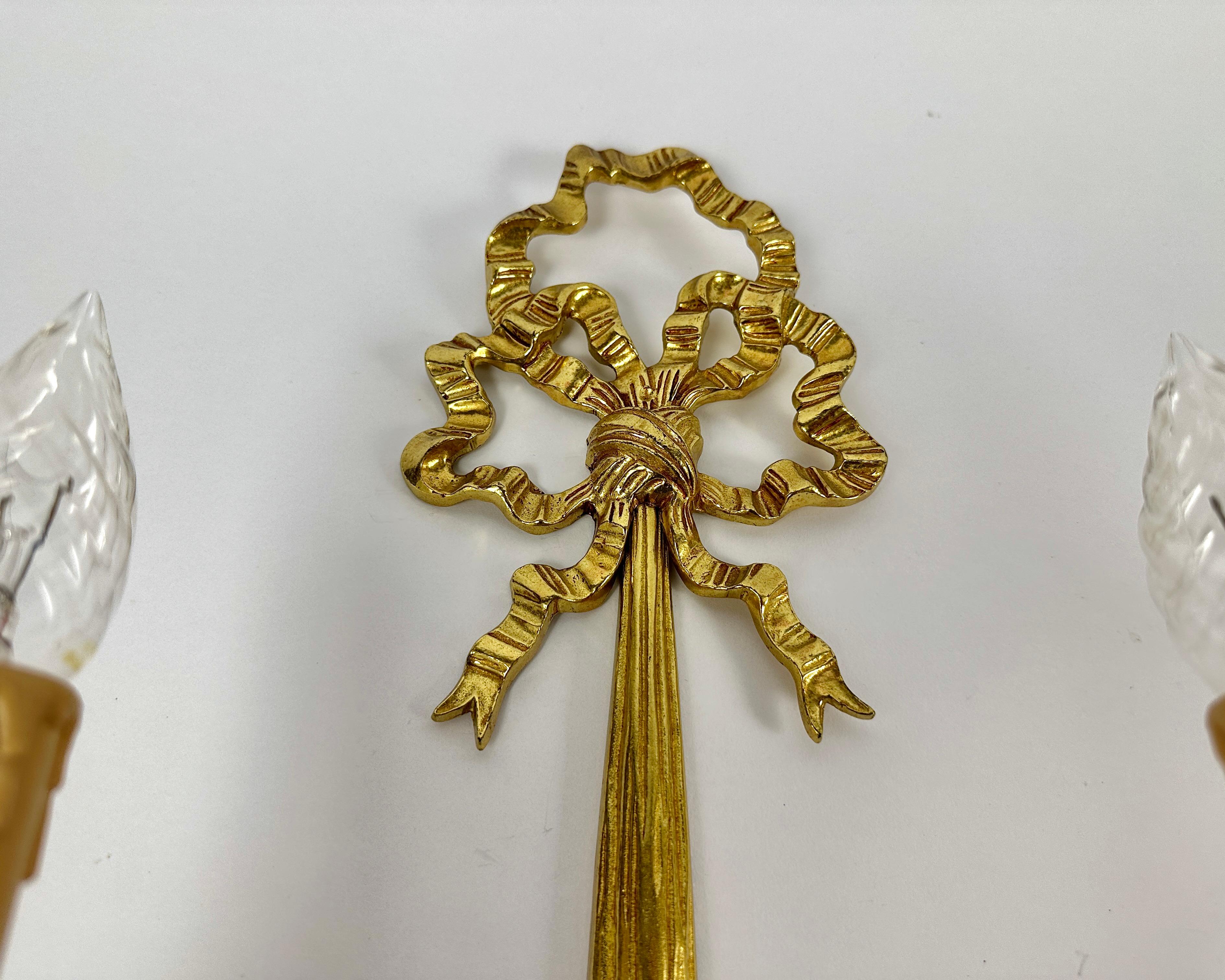 Apliques Vintage Estilo Luis XVI De Massive, Bélgica Pareja De Bronce Light en venta 1