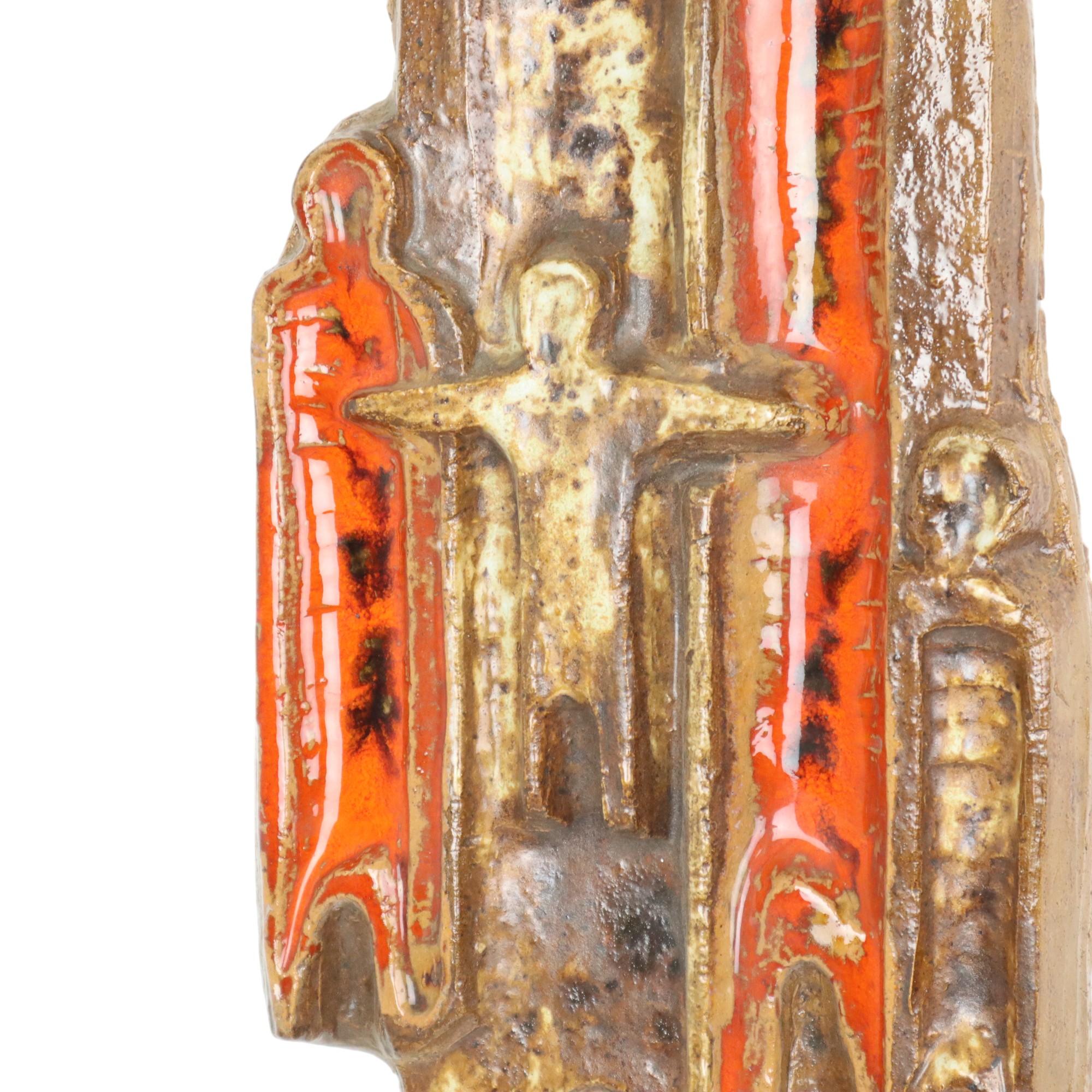 Vintage-Wandskulptur-Keramik im Stil von Perignem 56cm (Mitte des 20. Jahrhunderts) im Angebot