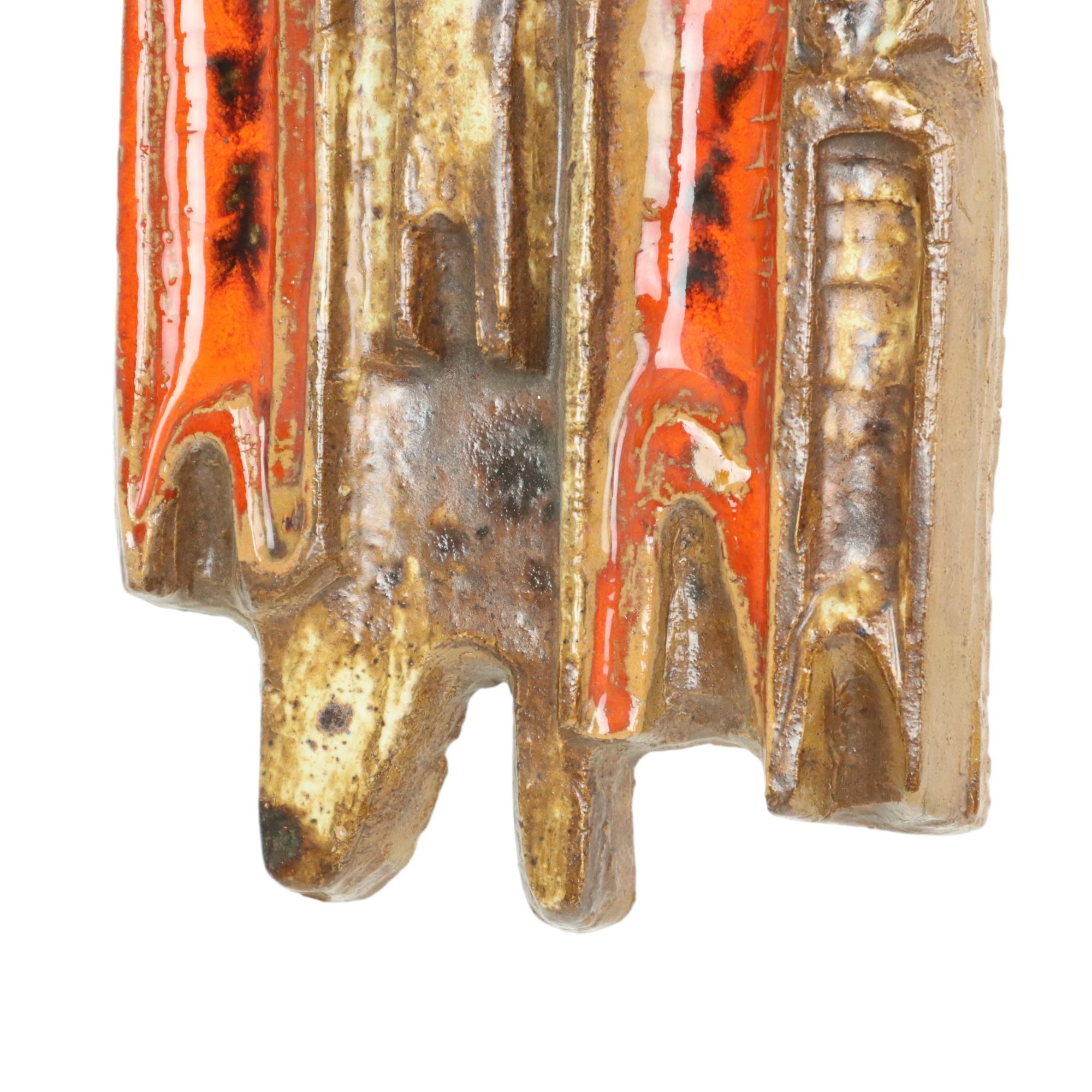 Vintage-Wandskulptur-Keramik im Stil von Perignem 56cm (Terrakotta) im Angebot
