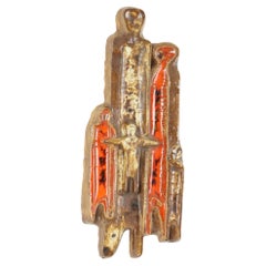 Scultura da parete vintage in ceramica nello stile di Perignem 56 cm