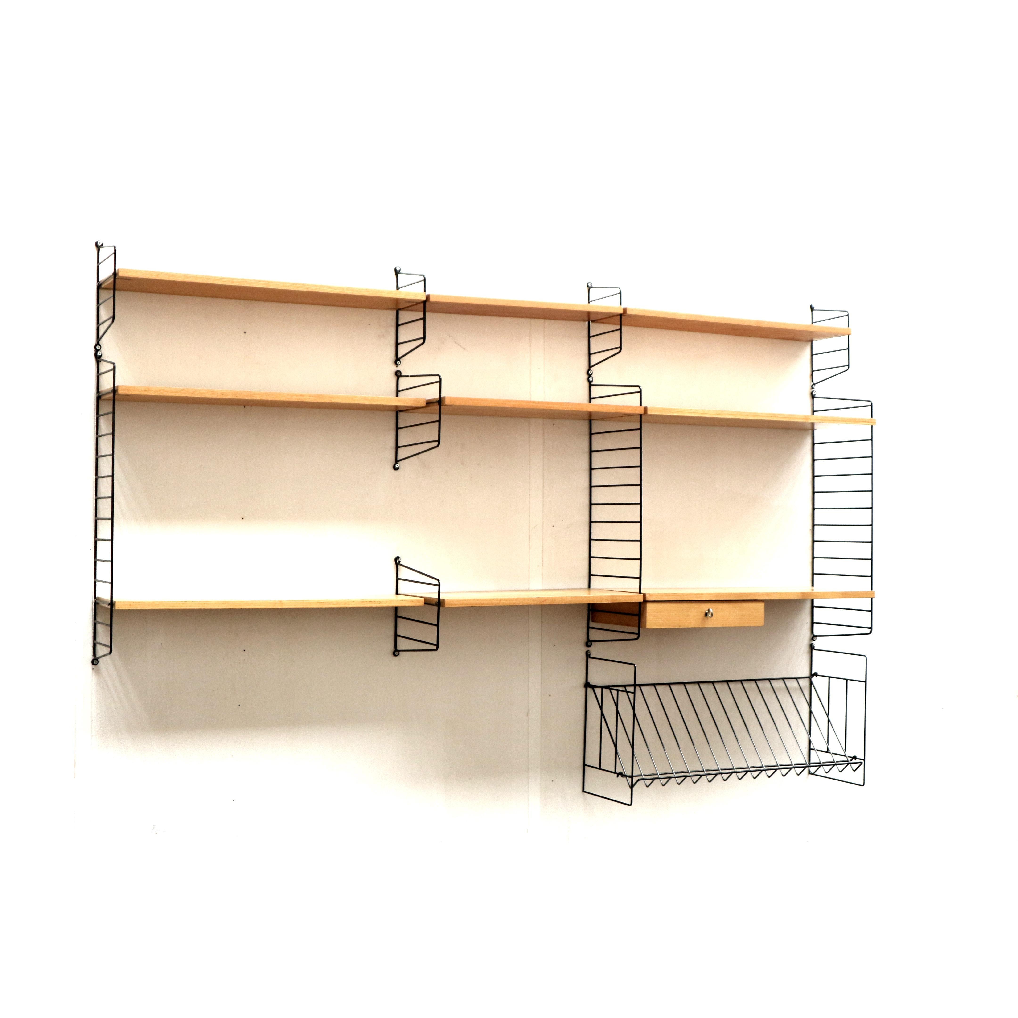 Mid-Century Modern Vintage wall system by Nisse Strinning for String Design AB from the 1950s For Sale